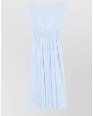 Roberto Collina Cotton Elasticated-Waist Midi Dress - White