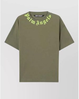 Palm Angels Logo Neck Regular Fit Short Sleeve T-Shirt - Green