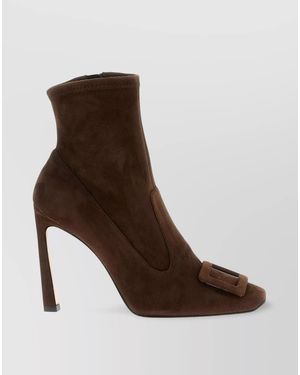 Roger Vivier Lamb Leather Trompette Ankle Boots - Brown