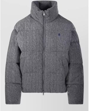 Ralph Lauren Quilted High Collar Casual Coat - Gray