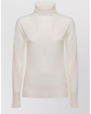 Peserico Ribbed Wool Cashmere Sweater - White
