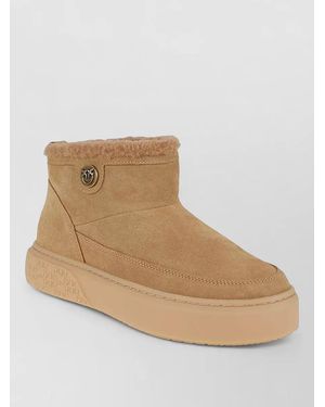 Pinko Ankle Boots Round Toe Rubber Sole - Natural