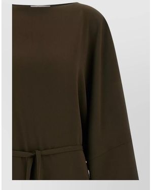 Alberto Biani Kimono Style Dress Belted Waist Slit - Brown
