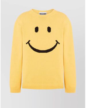 Moschino Crewneck Sweater With Smiley Face Motif - Yellow