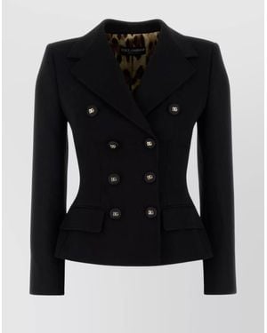 Dolce & Gabbana Tailored Double-Breasted Wool Blazer With Button Detailing - Black