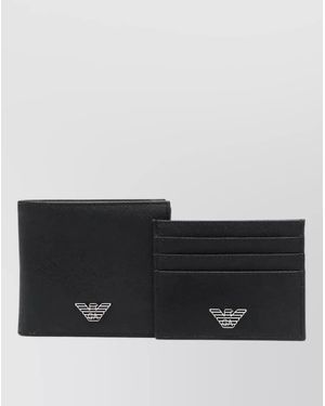 Emporio Armani Compact Credit Card Case Bi Fold Design - Black