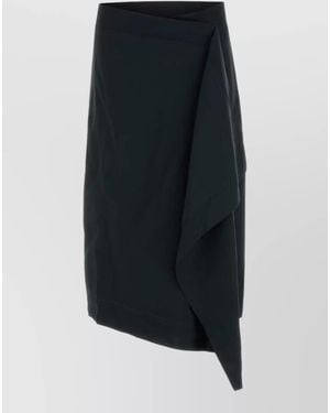 Ami Paris Virgin Wool Draped Asymmetric Skirt - Black