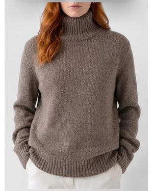 The Row Cashmere Ribbed Turtleneck Jumper - Brown
