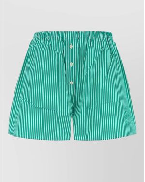 Sporty & Rich Poplin Barbara Shorts Striped Pattern Design - Green