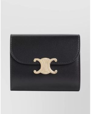Celine Flap Wallet Compact-Tone Hardware - Black