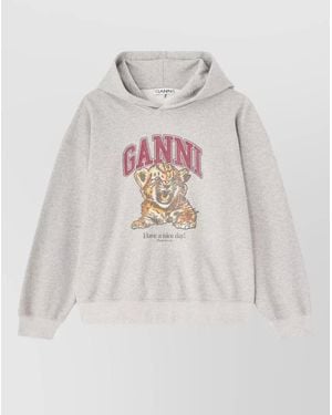 Ganni Margot Kitty Organic Cotton Hooded Top - White