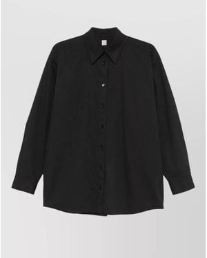 TOTEME Organic Cotton Shirt Long Sleeves Collar - Black