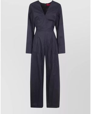 Thelatest Drew Popeline Trousers Pleated Wide Leg - Blue