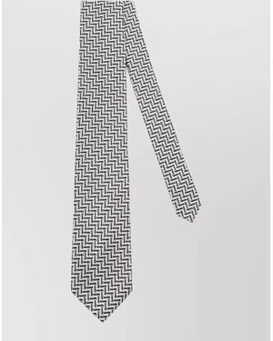 Tom Ford Silk Tie Chevron Pattern Pointed Tip - White