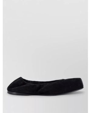 Alaïa Leather Square-Toe Ballerina Flats - White