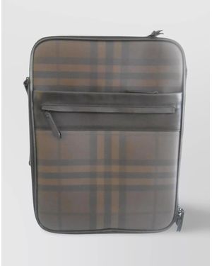 Burberry Rolling Canvas Suitcase Leather Finish - Gray
