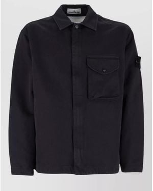 Stone Island Long Sleeve Jacket Featuring Chest Pocket - Blue
