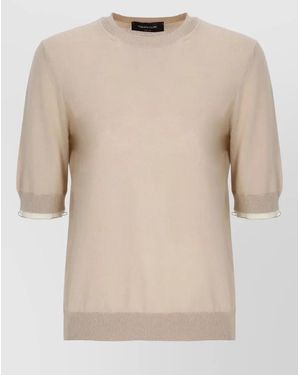 Fabiana Filippi Wool Crewneck Jumper Short Sleeves - Natural