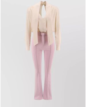 Elisabetta Franchi Viscose V-Neck Wide-Leg Jumpsuit - Pink