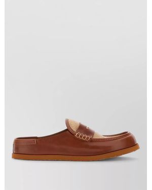 Birkenstock Leather And Raffia Loafers - Brown