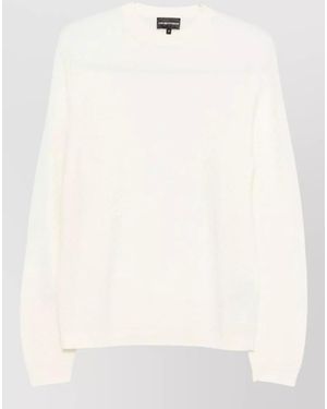 Emporio Armani Wool Crew Neck Textured Knit Jumper - Natural