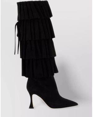 Manolo Blahnik Suede Leather Boots - Black