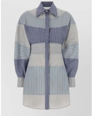 Moschino Poplin Shirt Dress Striped Embroidery Detail - Blue