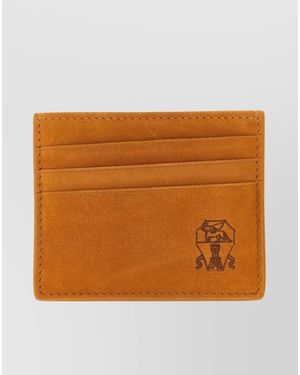 Brunello Cucinelli Compact Suede Card Holder - Orange
