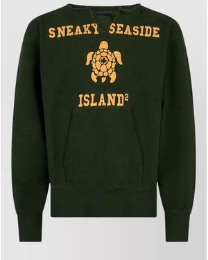 DSquared² Crew Neck Sweater Chest Pocket Frayed Trim - Green