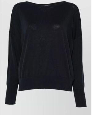Zanone Long Sleeve Top Sheer Ribbed Cuffs - Black