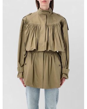 Chloé Short Trench Parka Puff Sleeves Waist Detail - Natural
