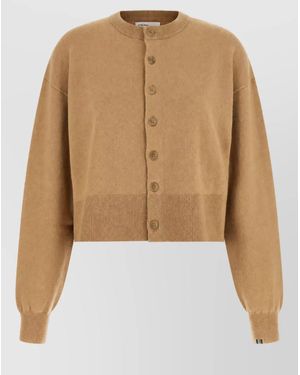 Extreme Cashmere Cashmere Cropped Ribbed Striped Cardigan - Natural