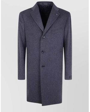 Tagliatore Virgin Wool Single Breasted Coat - Blue