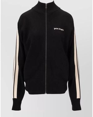 Palm Angels Logo Knit Track Jacket High Collar - Black