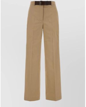 Tory Burch Gabardine Wide Leg Pant Front Pleats - Natural