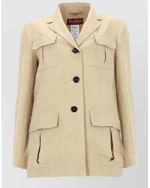 Max Mara Linen Single-Breasted Suit Jacket - Natural