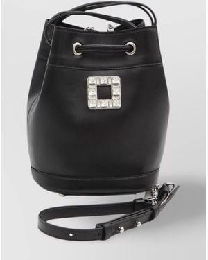 Roger Vivier Crystal Buckle Bucket Bag - Black