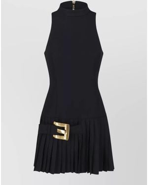 Balmain Wool Knee-Length Mini Dress - Blue