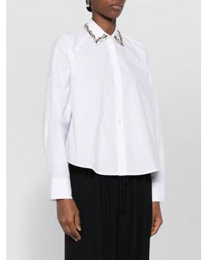 ERMANNO FIRENZE Top Embellished Collar Floral Detail Design - White