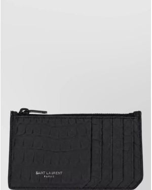 Saint Laurent Crocodile Leather Keyring - Gray