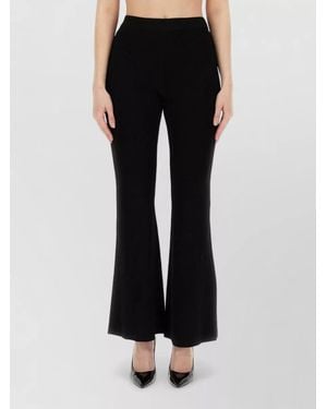 Michael Kors High Waist Ribbed Knit Flared Leggings - Black