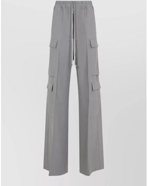 Rick Owens Cargo Pants Wide Leg Multiple Pockets - Gray