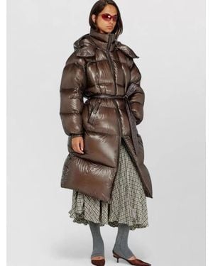 DIESEL Long Down Puffer Coat Ultra Light Ripstop - Brown