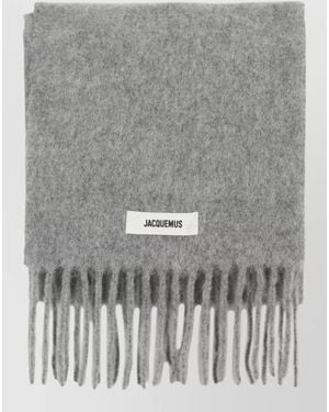 Jacquemus Carro Wool Scarf Fringed Edges - Gray