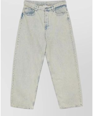 Drole de Monsieur Baggy Denim Jeans Faded Wash Design - White