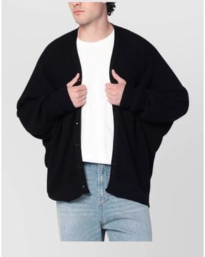 Needles Wool Cardigan With V-Neckline And Ribbed Finish - Black