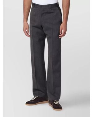 PT Torino Striped Wool Straight-Leg Trousers - Blue