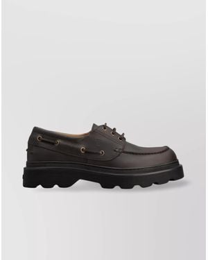 Tod's Leather Boat Shoes - Black