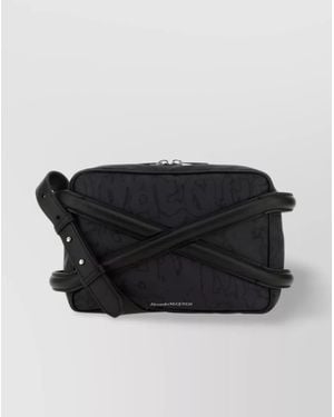 McQueen Nylon Graffiti-Print Crossbody Bag - Black