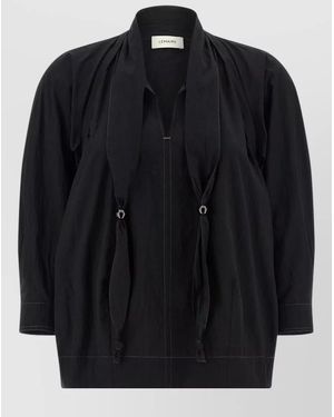 Lemaire Scarf Collar Blouse Relaxed Fit Design - Black
